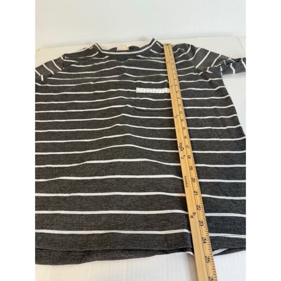 Umgee Women's Long‎ Sleeve Shirt Lace Tie in Back Gray Ivory - Picture 6 of 8